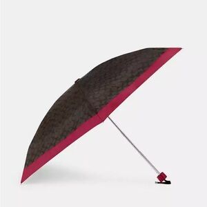 Coach Silver Brown/Bright Violet Signature Mini Umbrella